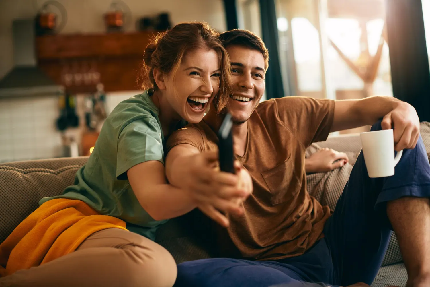 Family watching TV with SveaStream IPTV